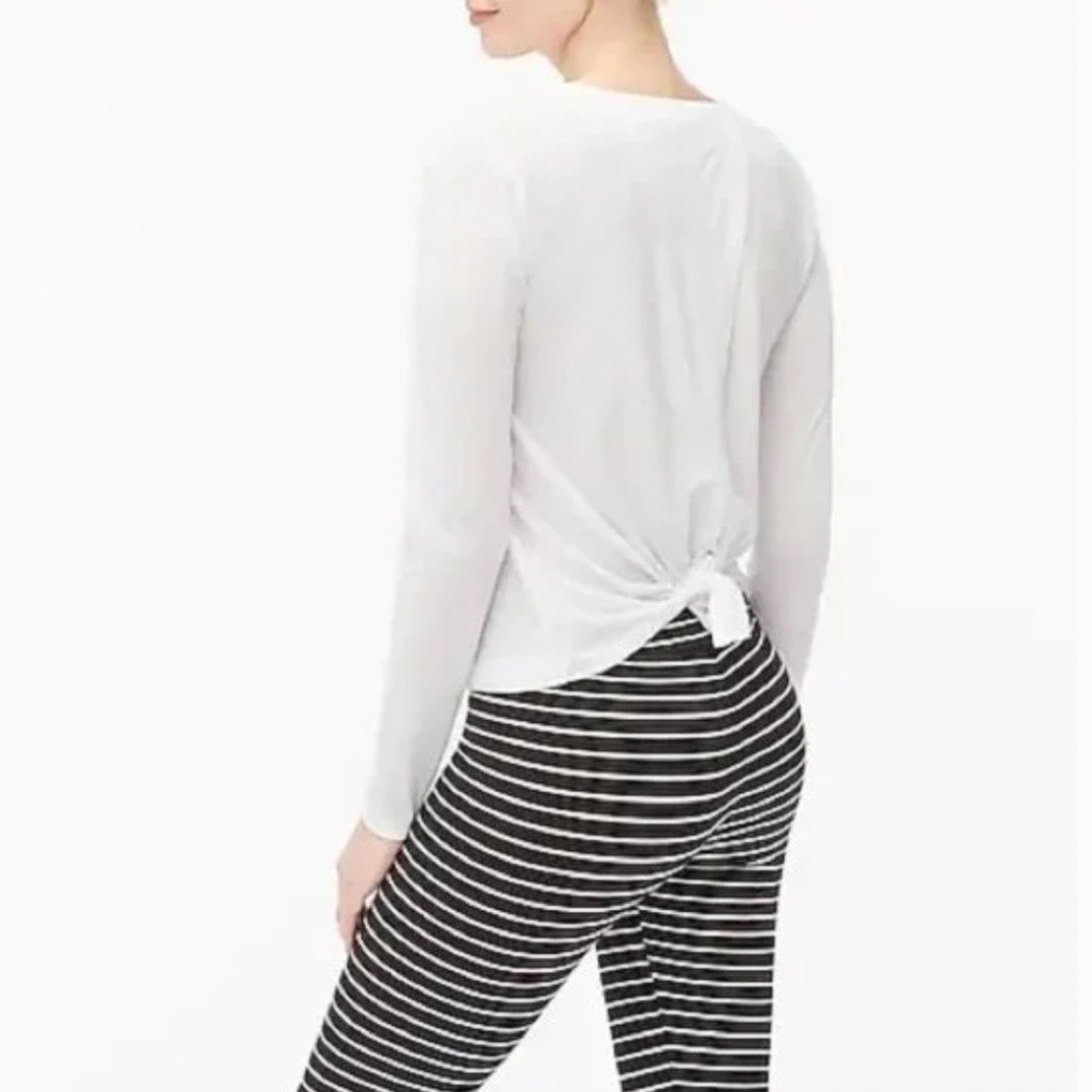 J. Crew Long Sleeve Athleisure Tie-Back Tee White Size Small (S)